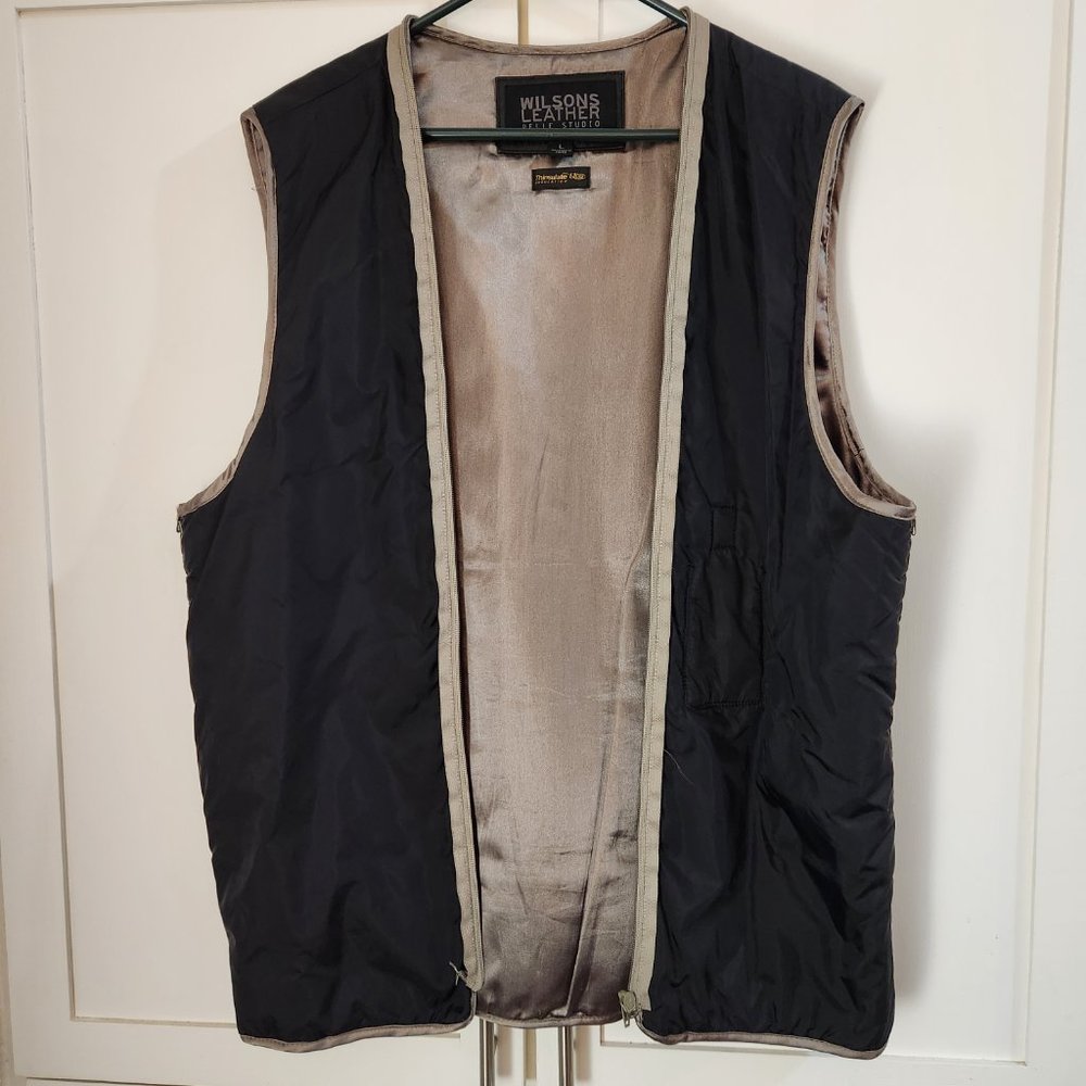 Wilsons Leather Mens Pelle Studio Thinsulate Black Jacket Removable Vest Large - Picture 3 of 15